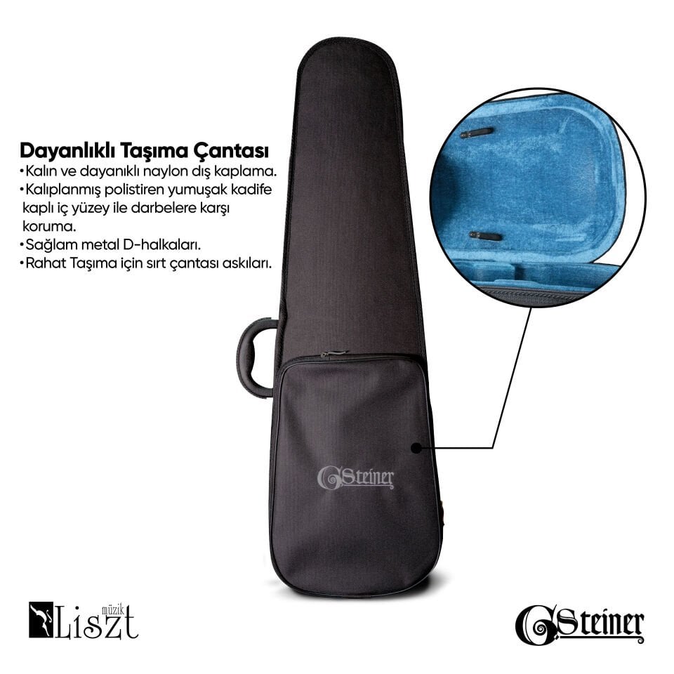 G. Steiner VFV-014 1/4 Masif, Abanoz Burgulu Öğrenci Kemanı
