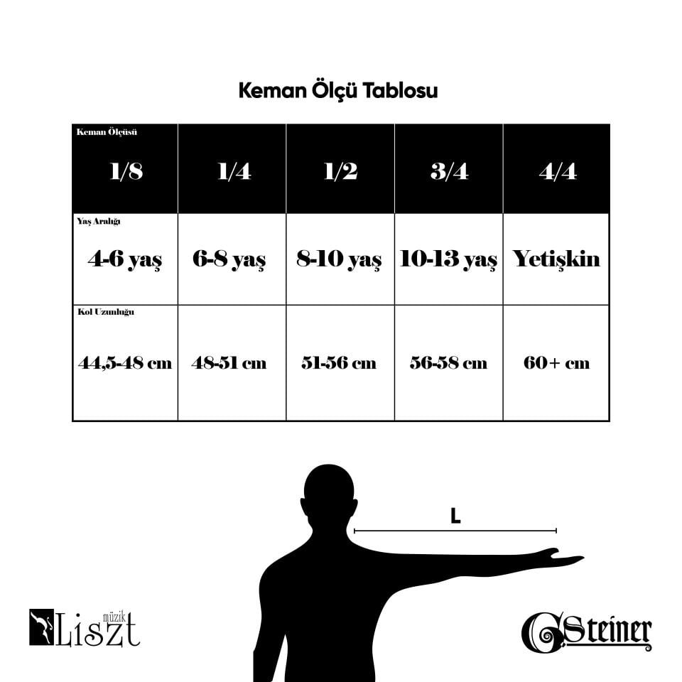 G. Steiner VFV-014 1/4 Masif, Abanoz Burgulu Öğrenci Kemanı